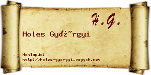 Holes Györgyi névjegykártya