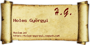 Holes Györgyi névjegykártya